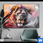 Spannbild Loewe Im Farbensturm Querformat Produktvorschau mit dem Bild Löwe im Farbensturm im Format Querformat.