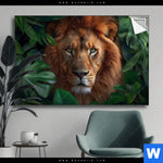 Spannbild Loewe Im Gruenen Regenwald Querformat Produktvorschau mit dem Bild Löwe im grünen Regenwald im Format Querformat.