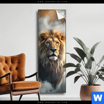 Spannbild Loewe Mit Goldenen Fluegeln Schmal Produktvorschau mit dem Bild Löwe mit goldenen Flügeln im Format Schmal.