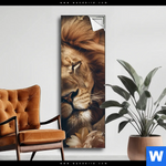 Spannbild Loewe Schlaeft In Blueten Schmal Produktvorschau mit dem Bild Löwe schläft in Blüten im Format Schmal.
