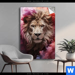 Spannbild Loewengesicht In Buntem Rauch Hochformat Produktvorschau mit dem Bild Löwengesicht in buntem Rauch im Format Hochformat.