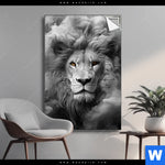 Spannbild Loewengesicht In Rauch Hochformat Produktvorschau mit dem Bild Löwengesicht in Rauch im Format Hochformat.