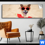 Spannbild Lustiger Hund Am Strand Panorama Produktvorschau mit dem Bild Lustiger Hund am Strand im Format Panorama.