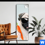 Spannbild Lustiger Hund Mit Burger Schmal Produktvorschau mit dem Bild Lustiger Hund mit Burger im Format Schmal.