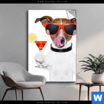 Spannbild Lustiger Hund Mit Drink Hochformat Produktvorschau mit dem Bild Lustiger Hund mit Drink im Format Hochformat.
