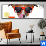 Spannbild Lustiger Hund Mit Drink Panorama Produktvorschau mit dem Bild Lustiger Hund mit Drink im Format Panorama.