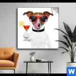 Spannbild Lustiger Hund Mit Drink Quadrat Produktvorschau mit dem Bild Lustiger Hund mit Drink im Format Quadrat.