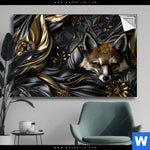 Spannbild Luxurioeser Fuchs Mit Blumen Querformat Produktvorschau mit dem Bild Luxuriöser Fuchs mit Blumen im Format Querformat.