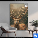 Spannbild Magischer Hirsch Im Waldrand Hochformat Produktvorschau mit dem Bild Magischer Hirsch im Waldrand im Format Hochformat.