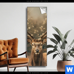 Spannbild Magischer Hirsch Im Waldrand Schmal Produktvorschau mit dem Bild Magischer Hirsch im Waldrand im Format Schmal.