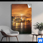 Spannbild Manhatten Bei Sonnenuntergang Hochformat Produktvorschau mit dem Bild Manhatten bei Sonnenuntergang im Format Hochformat.