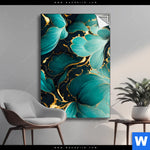 Spannbild Marmor Blueten In Tuerkis Gold Hochformat Produktvorschau mit dem Bild Marmor Blüten in türkis & gold im Format Hochformat.