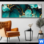 Spannbild Marmor Blueten In Tuerkis Gold Panorama Produktvorschau mit dem Bild Marmor Blüten in türkis & gold im Format Panorama.