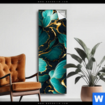 Spannbild Marmor Blueten In Tuerkis Gold Schmal Produktvorschau mit dem Bild Marmor Blüten in türkis & gold im Format Schmal.
