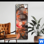 Spannbild Meditativer Buddha In Blumen Schmal Produktvorschau mit dem Bild Meditativer Buddha in Blumen im Format Schmal.