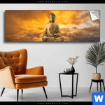 Spannbild Meditierender Buddha Am See Panorama Produktvorschau mit dem Bild Meditierender Buddha am See im Format Panorama.