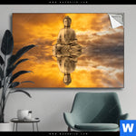 Spannbild Meditierender Buddha Am See Querformat Produktvorschau mit dem Bild Meditierender Buddha am See im Format Querformat.