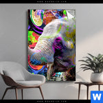 Spannbild Moderner Bunter Elefant No 2 Hochformat Produktvorschau mit dem Bild Moderner bunter Elefant No. 2 im Format Hochformat.