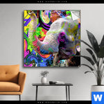 Spannbild Moderner Bunter Elefant No 2 Quadrat Produktvorschau mit dem Bild Moderner bunter Elefant No. 2 im Format Quadrat.