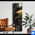 Spannbild Monstera Und Tukan Gold Schmal Produktvorschau mit dem Bild Monstera und Tukan Gold im Format Schmal.