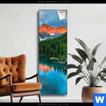 Spannbild Moraenensee Sonnenaufgang Schmal Produktvorschau mit dem Bild Moränensee Sonnenaufgang im Format Schmal.