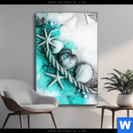 Spannbild Muscheln Meereszauber In Tuerkis Hochformat Produktvorschau mit dem Bild Muscheln-Meereszauber in Türkis im Format Hochformat.