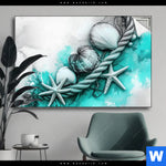 Spannbild Muscheln Meereszauber In Tuerkis Querformat Produktvorschau mit dem Bild Muscheln-Meereszauber in Türkis im Format Querformat.