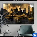 Spannbild Nachtleuchten Ueber Manhattan Querformat Produktvorschau mit dem Bild Nachtleuchten über Manhattan im Format Querformat.