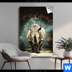 Spannbild Nashorn Zerstoert Wand Hochformat Produktvorschau mit dem Bild Nashorn zerstört Wand im Format Hochformat.