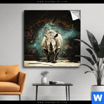 Spannbild Nashorn Zerstoert Wand Quadrat Produktvorschau mit dem Bild Nashorn zerstört Wand im Format Quadrat.