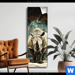 Spannbild Nashorn Zerstoert Wand Schmal Produktvorschau mit dem Bild Nashorn zerstört Wand im Format Schmal.