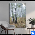 Spannbild Nebliger Morgen Im Birkenwald Hochformat Produktvorschau mit dem Bild Nebliger Morgen im Birkenwald im Format Hochformat.
