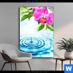 Spannbild Orchidee Wassertropfen Hochformat Produktvorschau mit dem Bild Orchidee & Wassertropfen im Format Hochformat.
