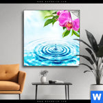 Spannbild Orchidee Wassertropfen Quadrat Produktvorschau mit dem Bild Orchidee & Wassertropfen im Format Quadrat.
