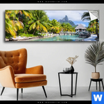 Spannbild Palmen Berg Auf Insel Panorama Produktvorschau mit dem Bild Palmen & Berg auf Insel im Format Panorama.