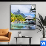 Spannbild Palmen Berg Auf Insel Quadrat Produktvorschau mit dem Bild Palmen & Berg auf Insel im Format Quadrat.