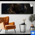 Spannbild Panther Mit Goldenen Ornamenten Panorama Produktvorschau mit dem Bild Panther mit goldenen Ornamenten im Format Panorama.