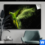 Spannbild Papagei Gruene Farbexplosion Querformat Produktvorschau mit dem Bild Papagei - grüne Farbexplosion im Format Querformat.