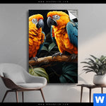 Spannbild Papageien Auf Einem Ast Hochformat Produktvorschau mit dem Bild Papageien auf einem Ast im Format Hochformat.