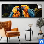 Spannbild Papageien Auf Einem Ast Panorama Produktvorschau mit dem Bild Papageien auf einem Ast im Format Panorama.