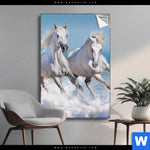 Spannbild Pferdeherde Am Strand Hochformat Produktvorschau mit dem Bild Pferdeherde am Strand im Format Hochformat.