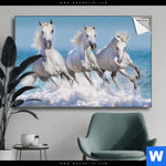 Spannbild Pferdeherde Am Strand Querformat Produktvorschau mit dem Bild Pferdeherde am Strand im Format Querformat.