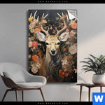 Spannbild Reh Blumen Hochformat Produktvorschau mit dem Bild Reh Blumen im Format Hochformat.