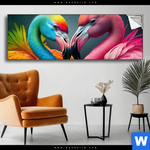 Spannbild Romantische Flamingos Panorama Produktvorschau mit dem Bild Romantische Flamingos im Format Panorama.