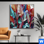 Spannbild Rote Und Smaragdgruene Blaetter Quadrat Produktvorschau mit dem Bild Rote und smaragdgrüne Blätter im Format Quadrat.