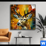 Spannbild Rothirsch Im Herbstwald Quadrat Produktvorschau mit dem Bild Rothirsch im Herbstwald im Format Quadrat.