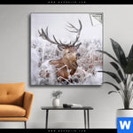 Spannbild Rothirsch Im Winter Quadrat Produktvorschau mit dem Bild Rothirsch im Winter im Format Quadrat.