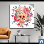 Spannbild Schaedel Im Boho Stil Quadrat Produktvorschau mit dem Bild Schädel im Boho Stil im Format Quadrat.