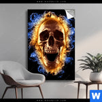 Spannbild Schaedel In Flammen Hochformat Produktvorschau mit dem Bild Schädel in Flammen im Format Hochformat.