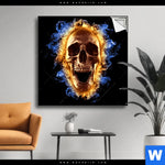 Spannbild Schaedel In Flammen Quadrat Produktvorschau mit dem Bild Schädel in Flammen im Format Quadrat.